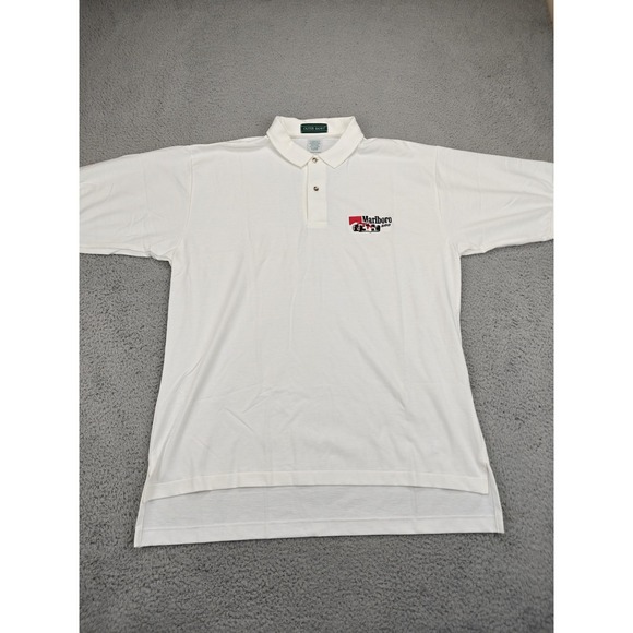 Vintage Marlboro 500 Polo Shirt Mens XL White IndyCar Made USA‎ Outer Banks 00s